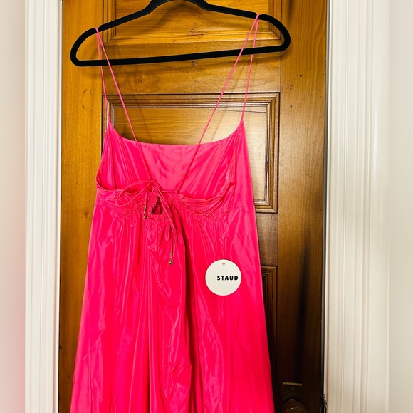 STAUD NWT $495 Florence A-Line Sleeveless Open-Back Pink Gown Size Large - Picture 7 of 12